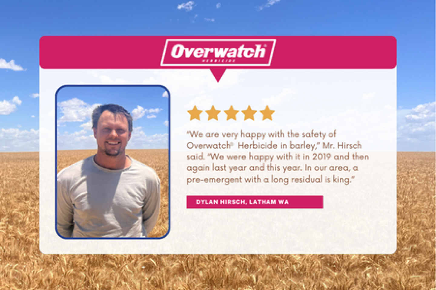 Dylan Hirsch, of Latham, in the mid-west of WA on Overwatch® Herbicide