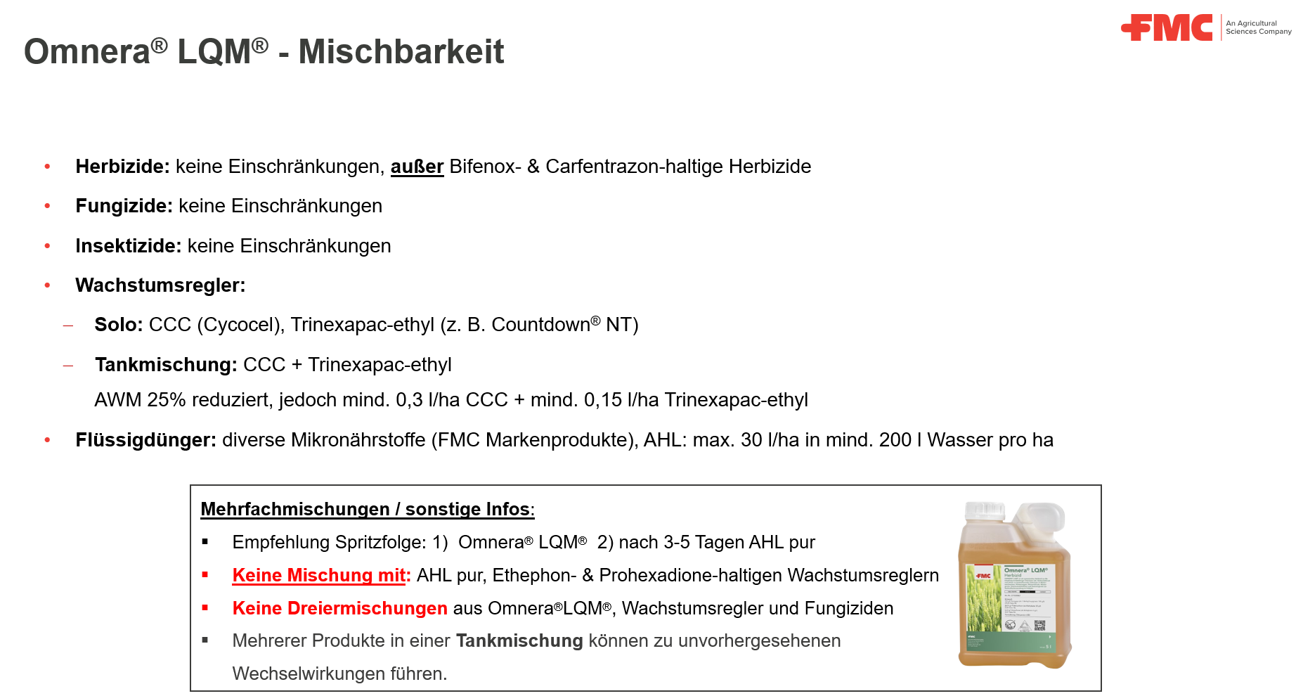 Mischbarkeit Getreideherbizide