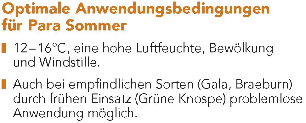 Optimale Anwendungsbedingungen für Para Sommer