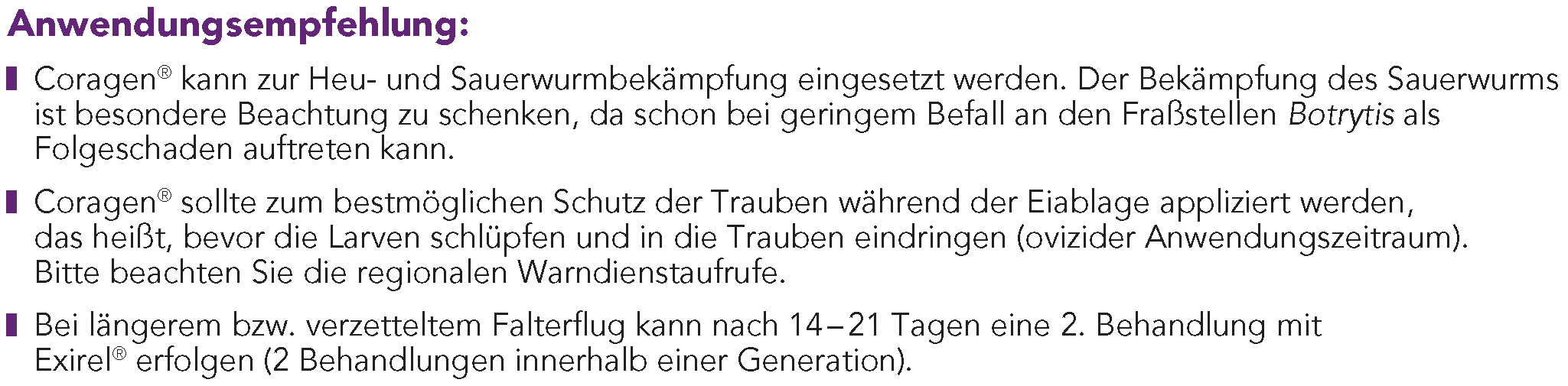 Anwendungsempfehlung: