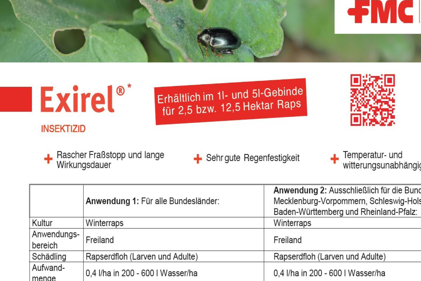 EXIREL®* GEGEN DEN RAPSERDFLOH