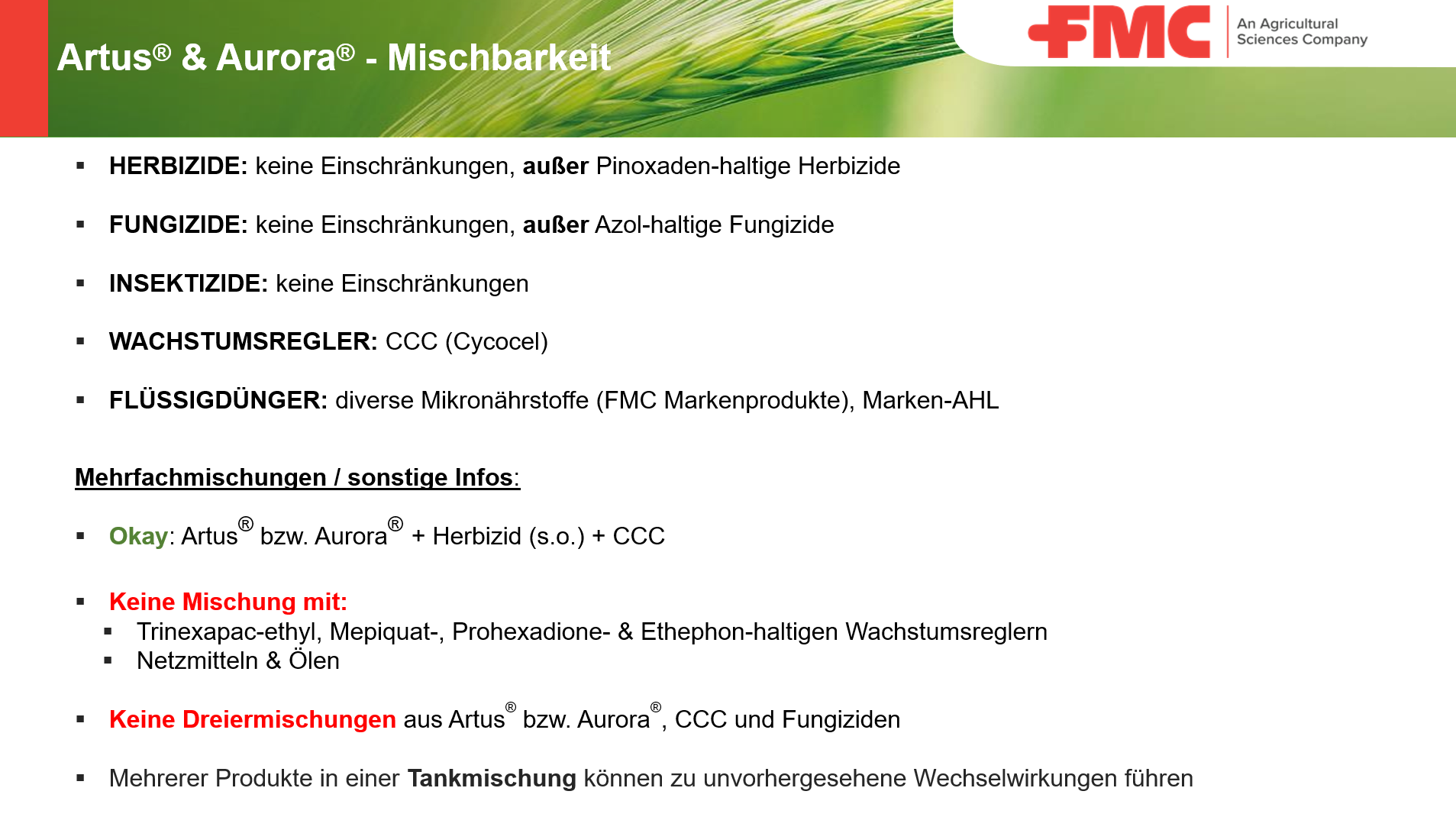 Mischbarkeit Getreideherbizide
