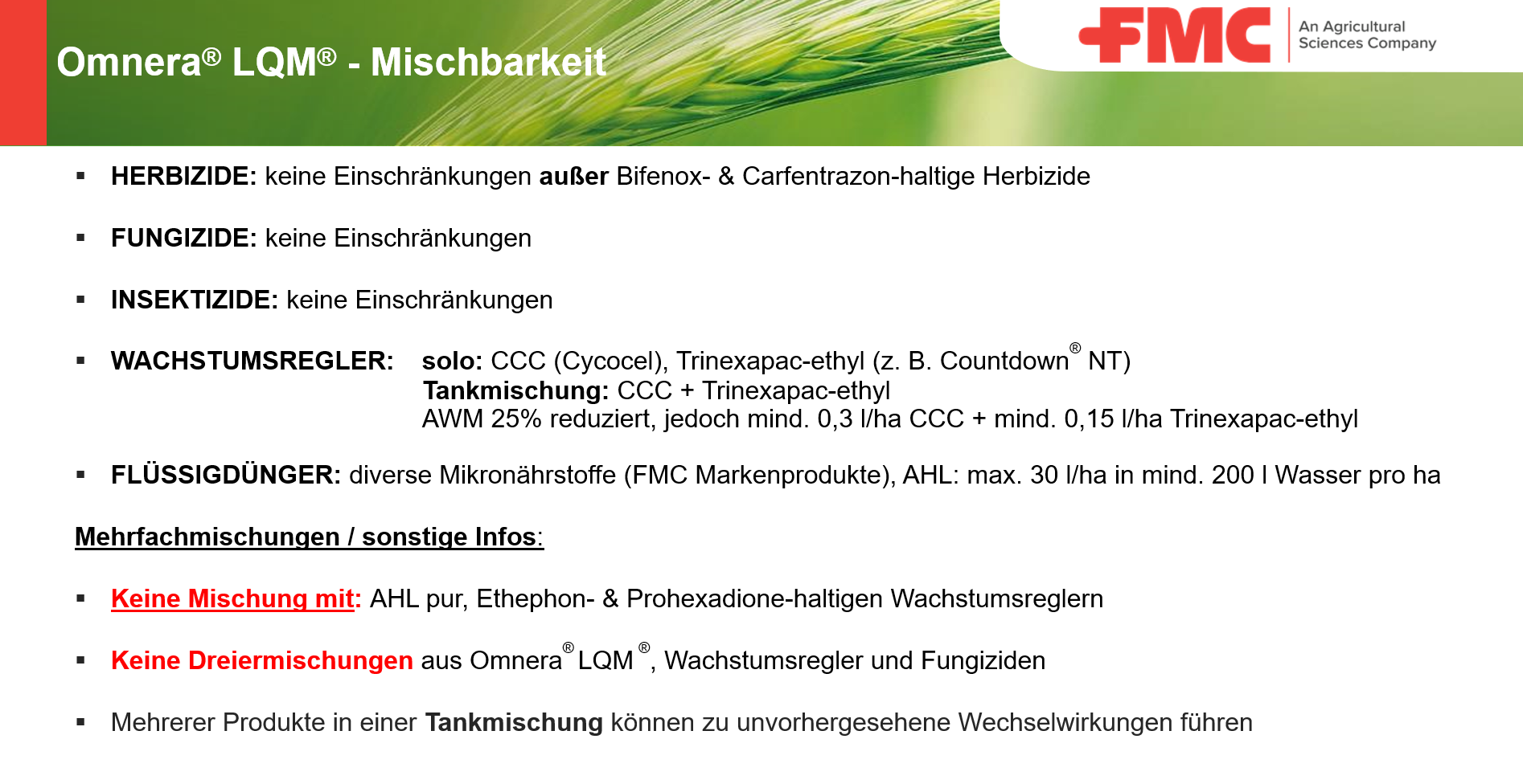 Mischbarkeit Getreideherbizide