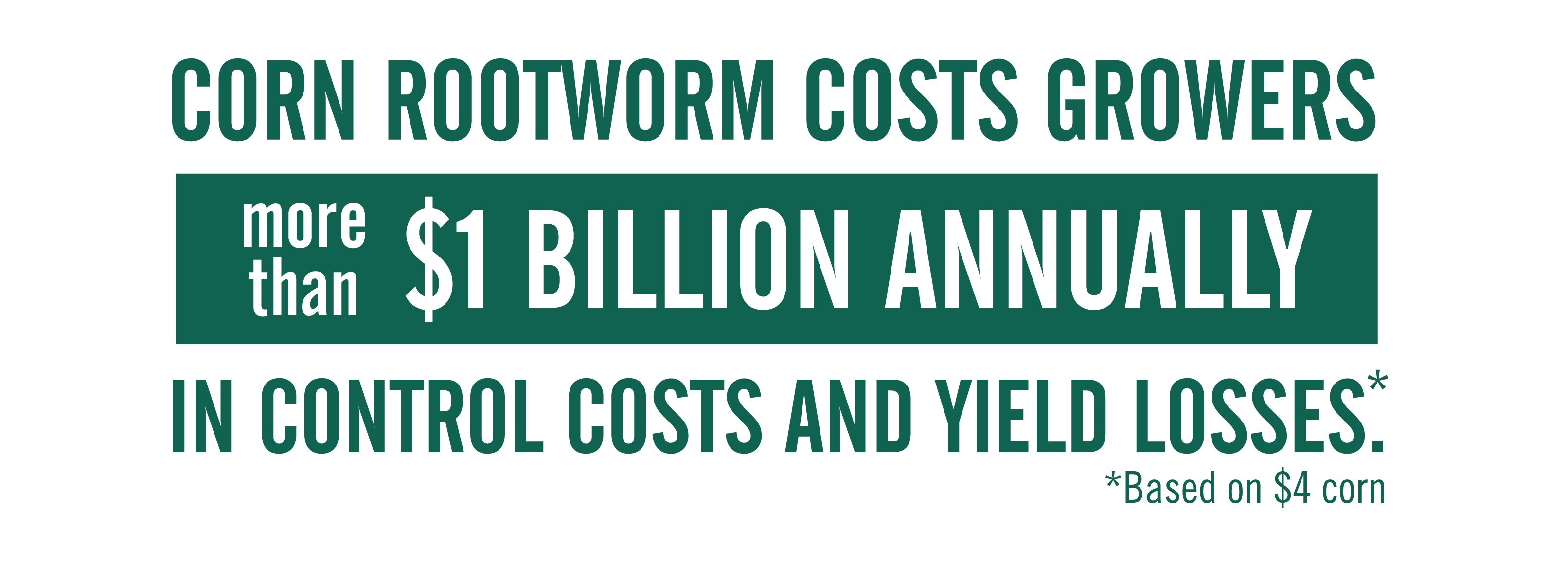 Corn rootworm costs growers more than $1 billion annually in control costs and yield losses*. Based on $4 corn.