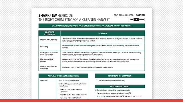 Shark EW Herbicide Cotton Tech Sheet